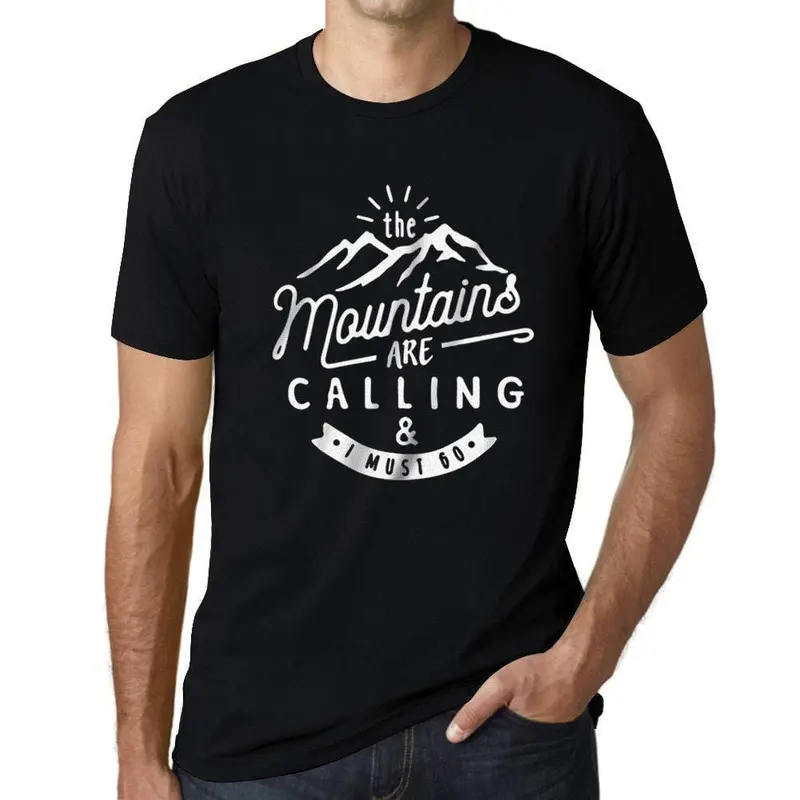 Ultrabasic - Homme T-Shirt Graphique The Mountains Are Calling Noir Profond 1
