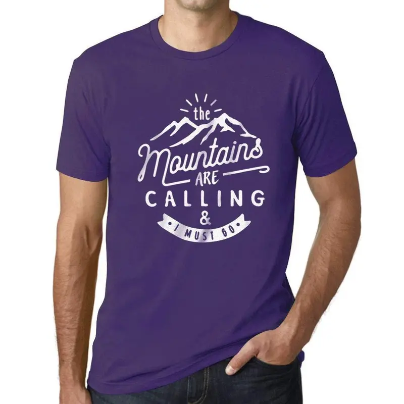 Ultrabasic - Homme T-Shirt Graphique The Mountains Are Calling Violet Foncé 1