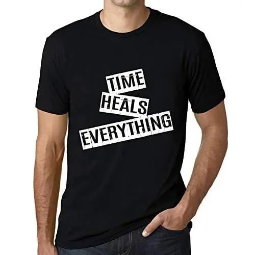 Ultrabasic - Homme T-Shirt Graphique Time Heals Everything T-Shirt Cadeau Lettre D'impression Noir Profond 1