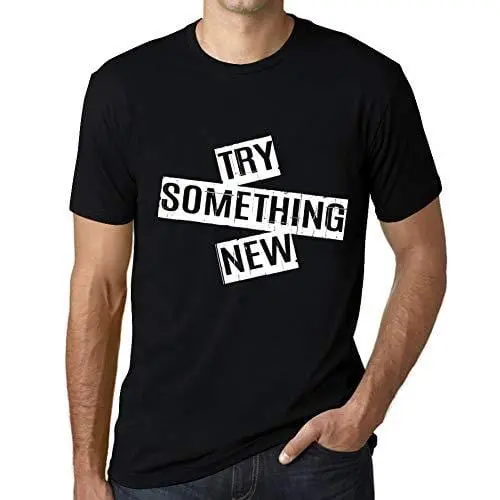 Ultrabasic - Homme T-Shirt Graphique Try Something New T-Shirt Cadeau Lettre D'impression Noir Profond 1