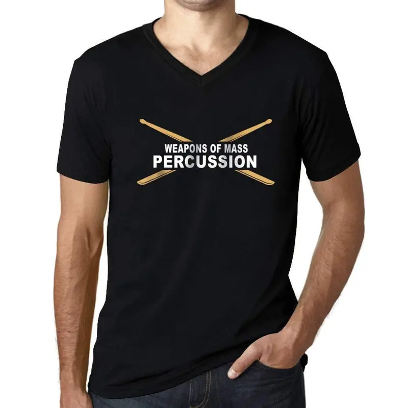 Ultrabasic - Homme T-Shirt Graphique V Tee Weapons Of Mass Percussion White Print Tee Noir Profond 1