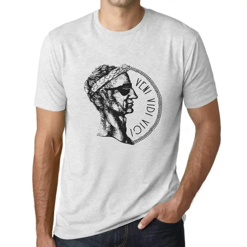 Ultrabasic - Homme T-Shirt Graphique Veni Vidi Vici Blanc Chiné 1
