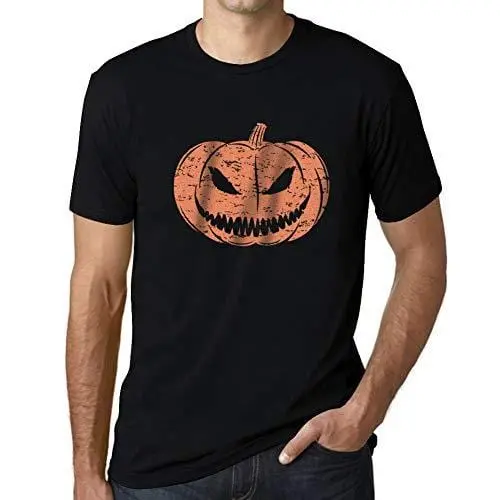 Ultrabasic - Homme T-Shirt Graphique Visage Citrouille Mignon Occasionnel Automne Halloween Noir Profond 1