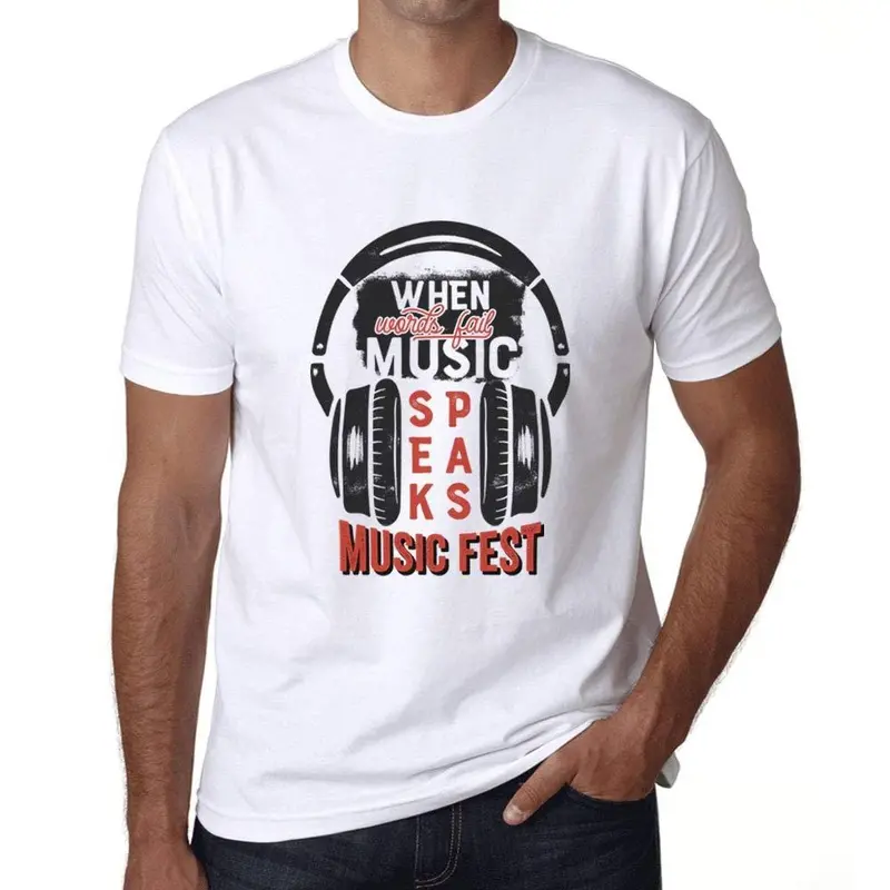Ultrabasic Homme T-Shirt Graphique When Words Fail Music Speaks Blanc 1