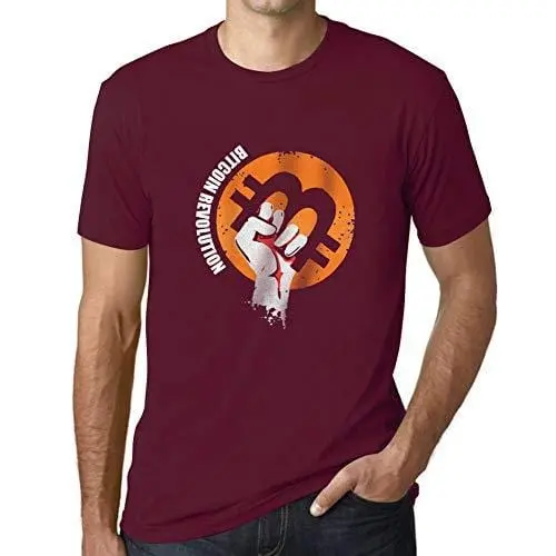Ultrabasic - Homme T-Shirt Révolution Bitcoin T-Shirt Hodl Btc Crypto Commerçants Cadeau Imprimé Tée-Shirt Bordeaux 1