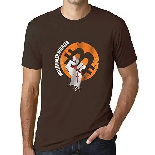 Ultrabasic - Homme T-Shirt Révolution Bitcoin T-Shirt Hodl Btc Crypto Commerçants Cadeau Imprimé Tée-Shirt Chocolate 1