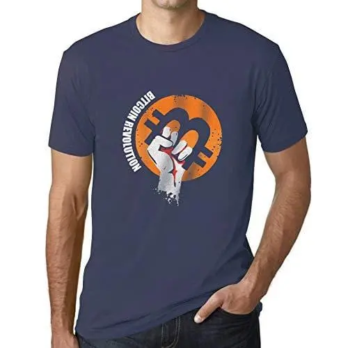 Ultrabasic - Homme T-Shirt Révolution Bitcoin T-Shirt Hodl Btc Crypto Commerçants Cadeau Imprimé Tée-Shirt Denim 1