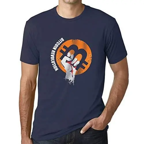 Ultrabasic - Homme T-Shirt Révolution Bitcoin T-Shirt Hodl Btc Crypto Commerçants Cadeau Imprimé Tée-Shirt French Marine 1