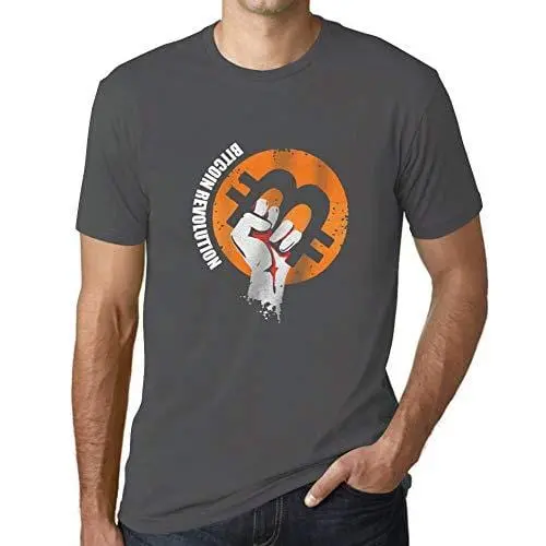 Ultrabasic - Homme T-Shirt Révolution Bitcoin T-Shirt Hodl Btc Crypto Commerçants Cadeau Imprimé Tée-Shirt Gris Souris 1