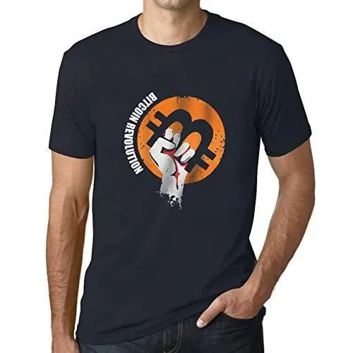 Ultrabasic - Homme T-Shirt Révolution Bitcoin T-Shirt Hodl Btc Crypto Commerçants Cadeau Imprimé Tée-Shirt Marine 1