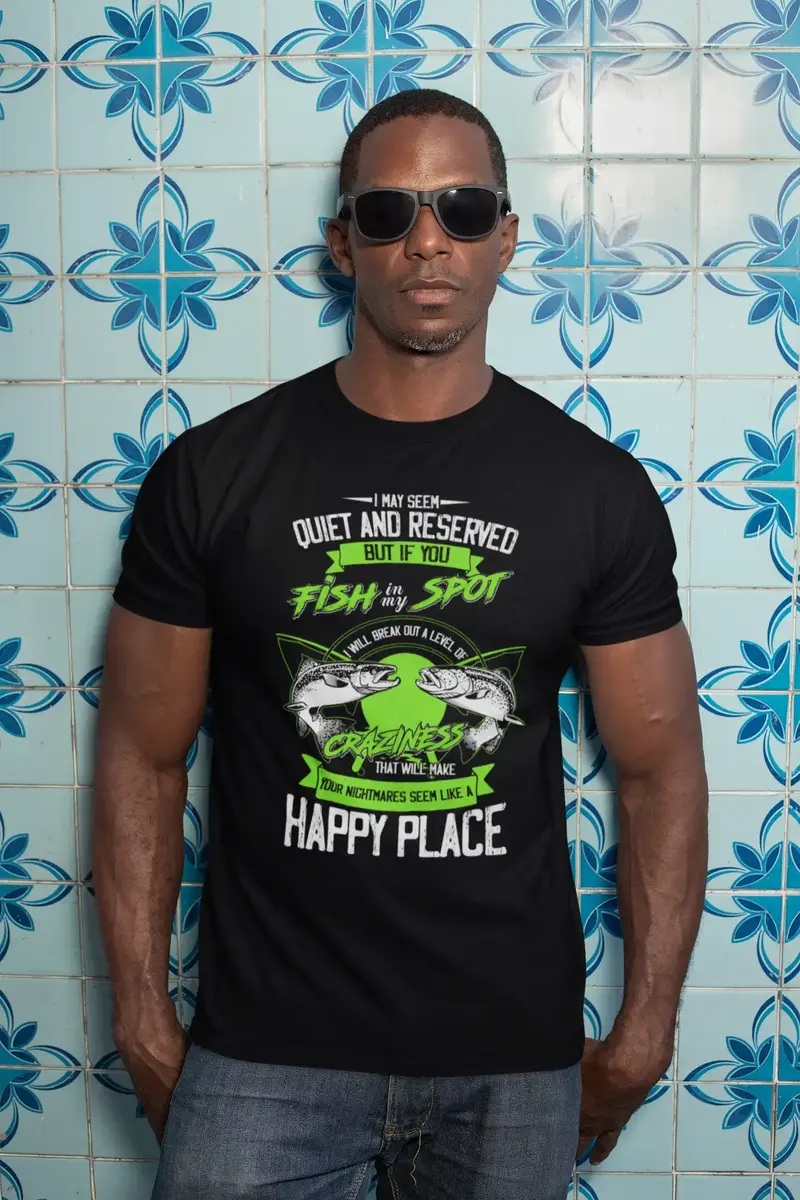 Ultrabasic Men's Fishing T-Shirt Quite And Reserved - Funny Humor Quote Tee Shirt For Fisherman 1