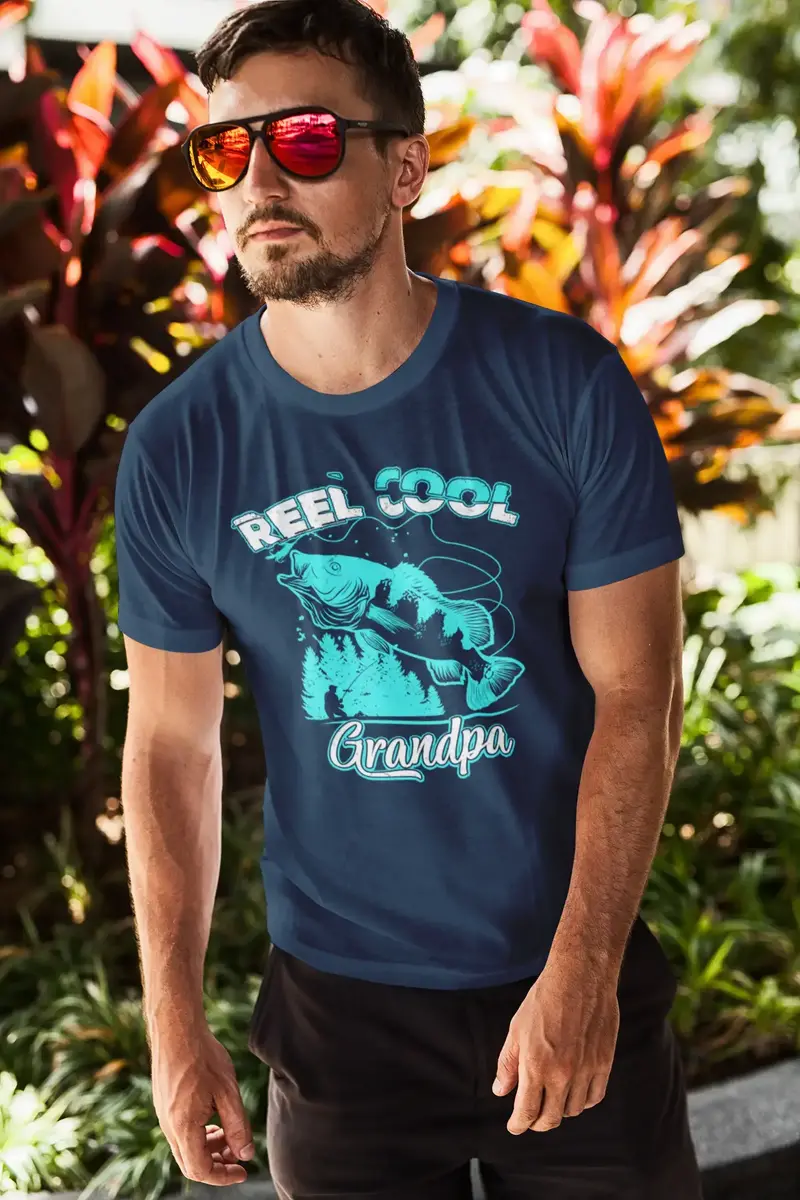 Ultrabasic Men's Fishing T-Shirt Reel Cool Grandpa - Retro Funny Fisherman Tee Shirt 1