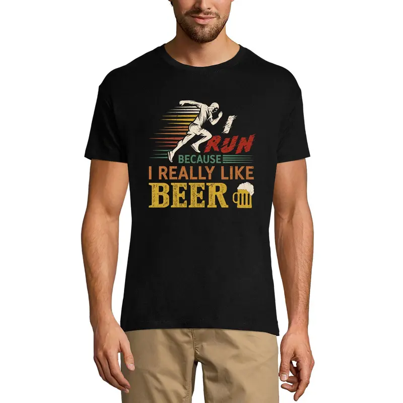 Ultrabasic Men's Funny T-Shirt I Run Because I Really Like Beer - Alcohol Lover Tee Shirt 1