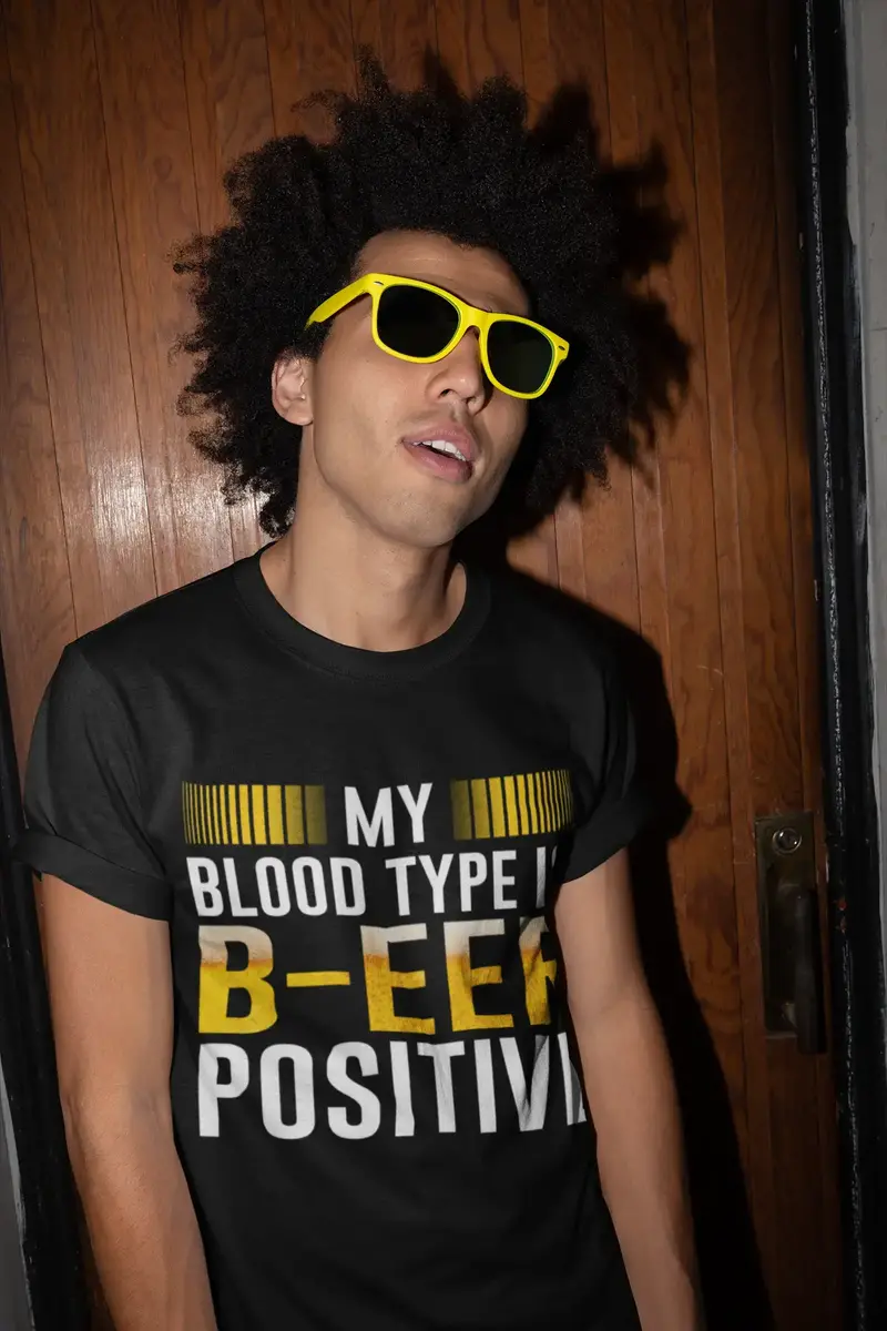 Ultrabasic Men's Funny T-Shirt My Blood Type Is B-Eer Positive - Beer Lover Tee Shirt 1