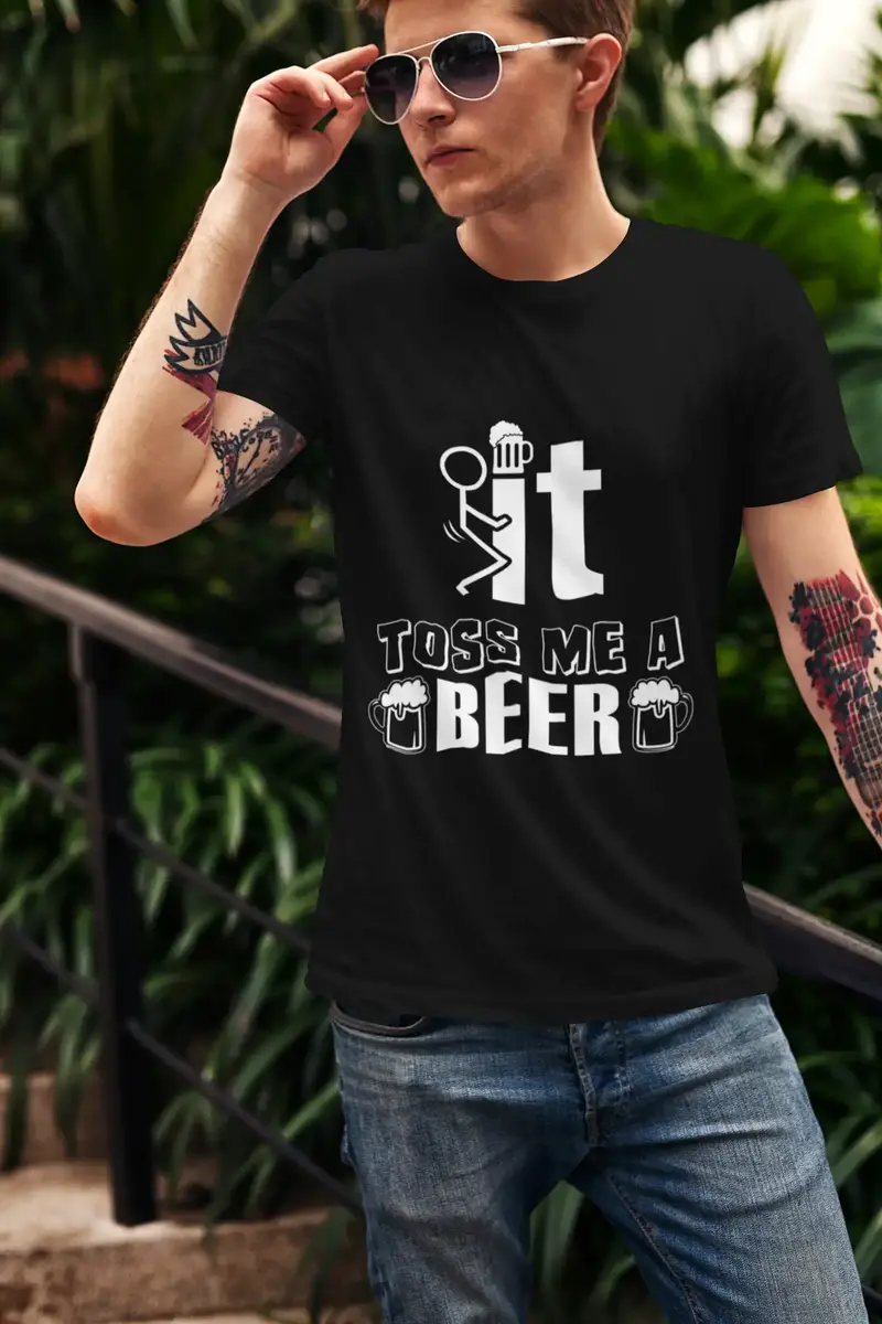 Ultrabasic Men's Funny T-Shirt Toss Me A Beer - Saying Beer Lover Tee Shirt 1