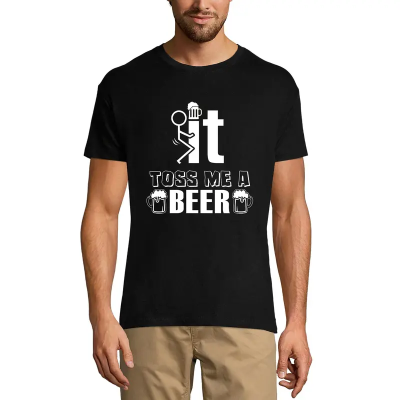 Ultrabasic Men's Funny T-Shirt Toss Me A Beer - Saying Beer Lover Tee Shirt 2