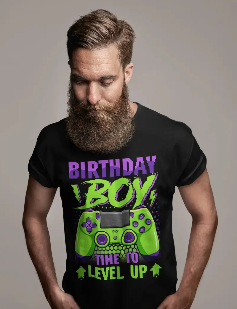 Ultrabasic Men's Gaming T-Shirt Birthday Boy - Time To Level Up - Gamer Tee Shirt 1