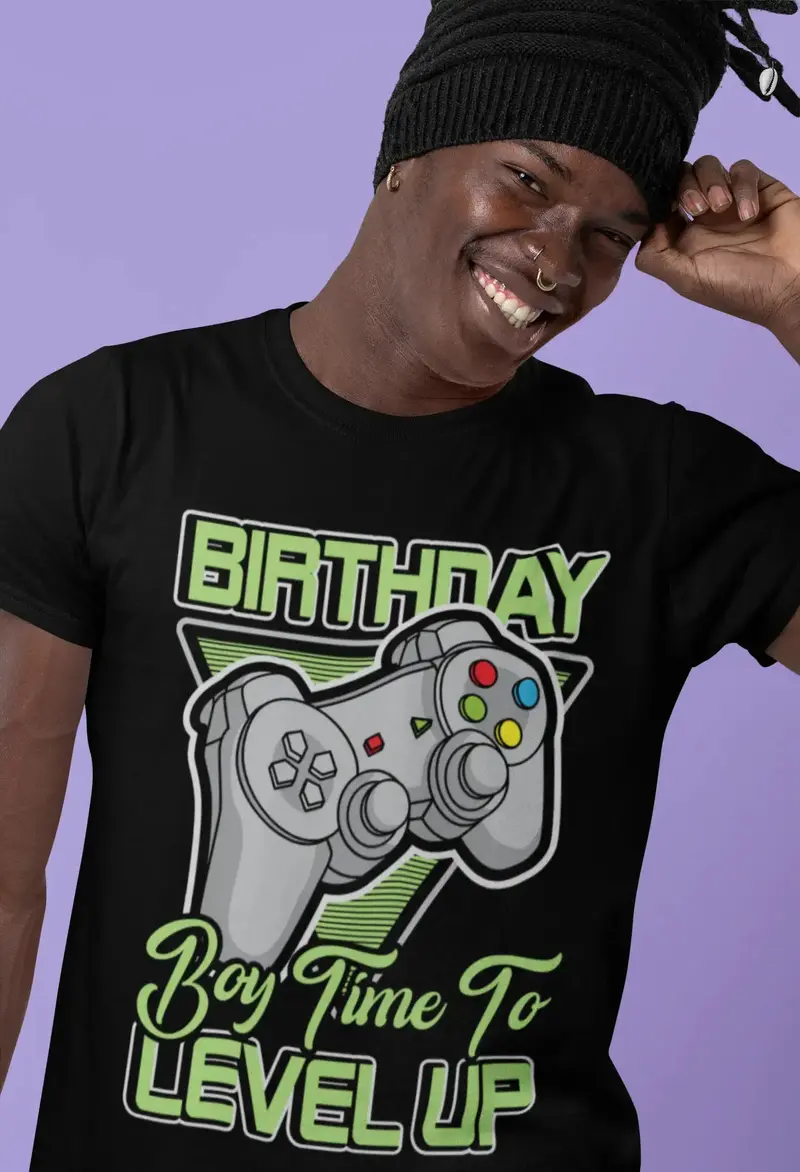 Ultrabasic Men's Gaming T-Shirt Birthday Boy Time To Level Up - Gamer Tee Shirt 1
