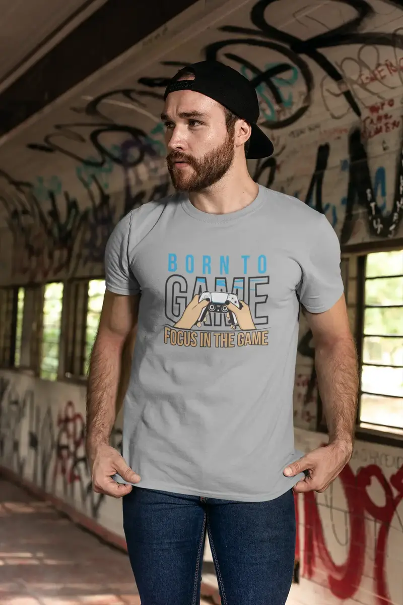 Ultrabasic Men's Gaming T-Shirt Born To Game - Focus In The Game - Gamer Tee Shirt 1