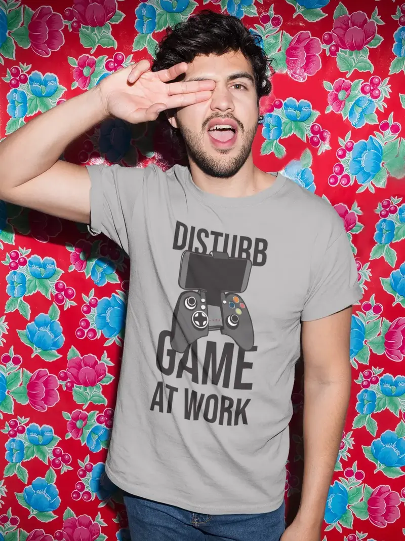 Ultrabasic Men's Gaming T-Shirt Disturb Game At Work - Funny Gamer Tee Shirt 1