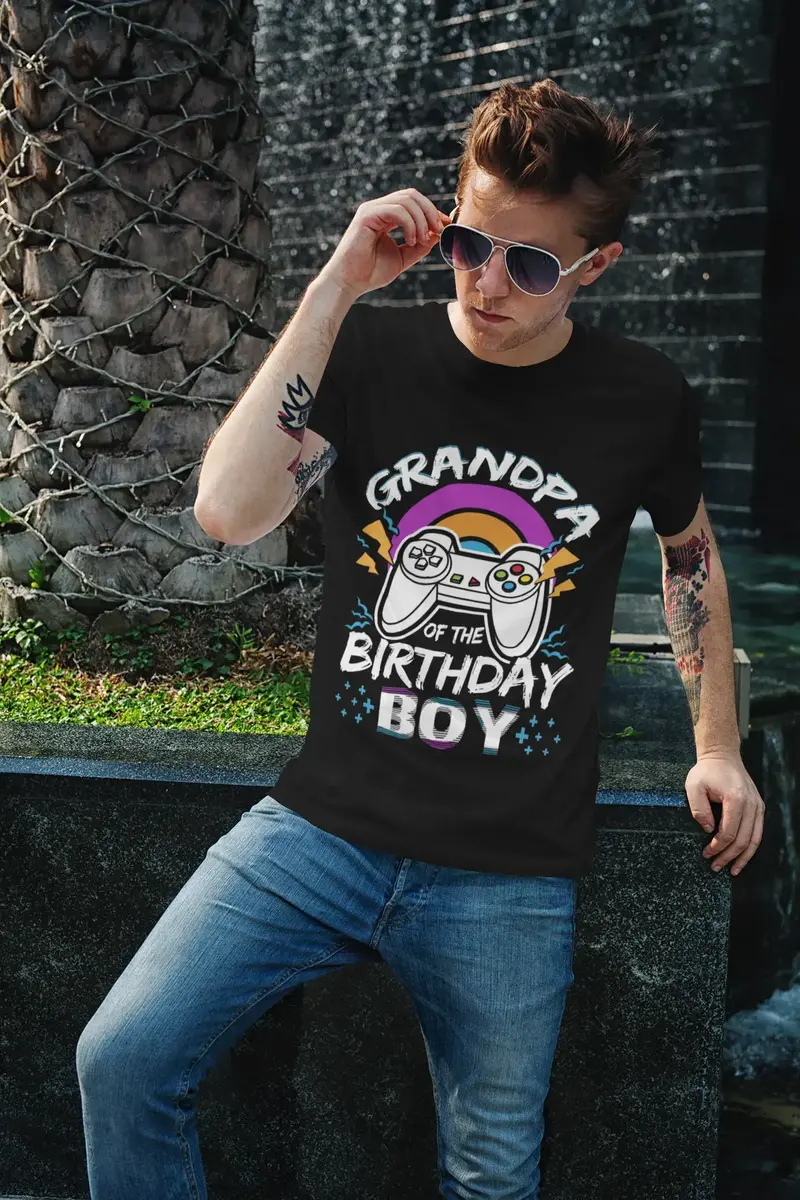 Ultrabasic Men's Gaming T-Shirt Grandpa Of The Birthday Boy - Gamer Birthday Gift 1