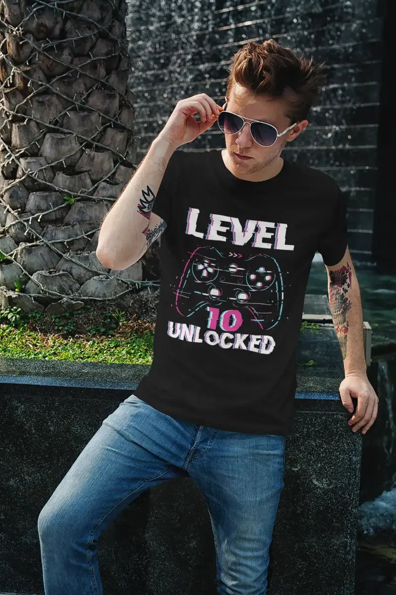 Ultrabasic Men's Gaming T-Shirt Level 10 Unlocked - Gamer Funny Tee Shirt - 10Th Birthday Gift 1