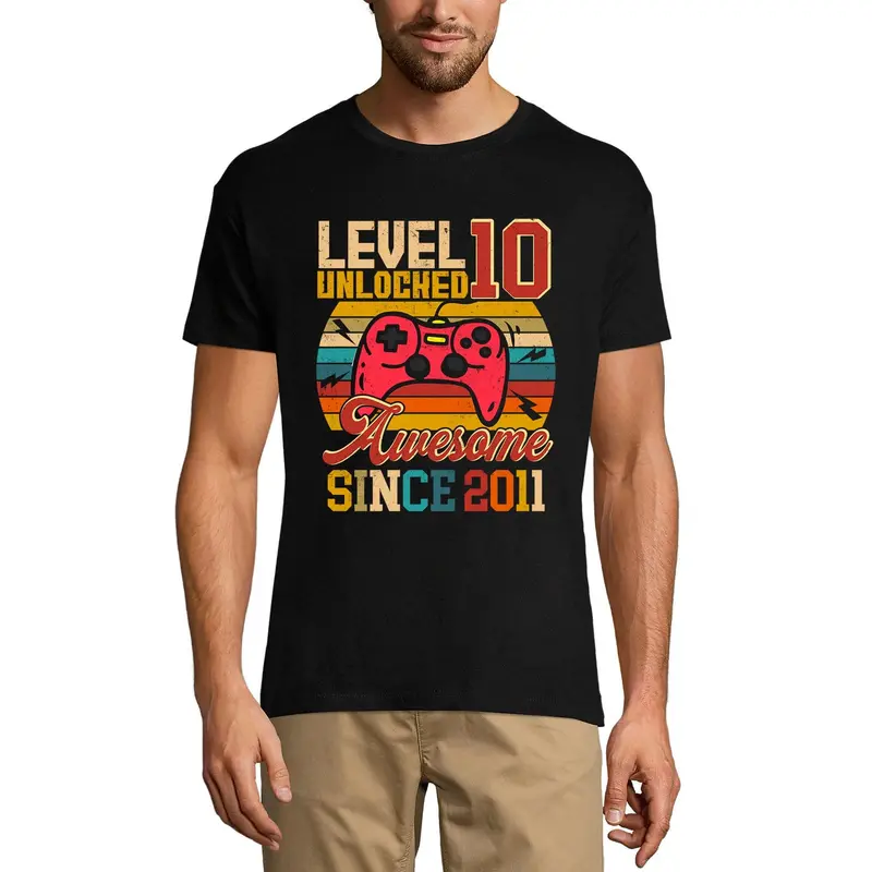 Ultrabasic Men's Gaming T-Shirt Level 10 Unlocked - Gamer Gift Tee Shirt For 10Th Birthday 1