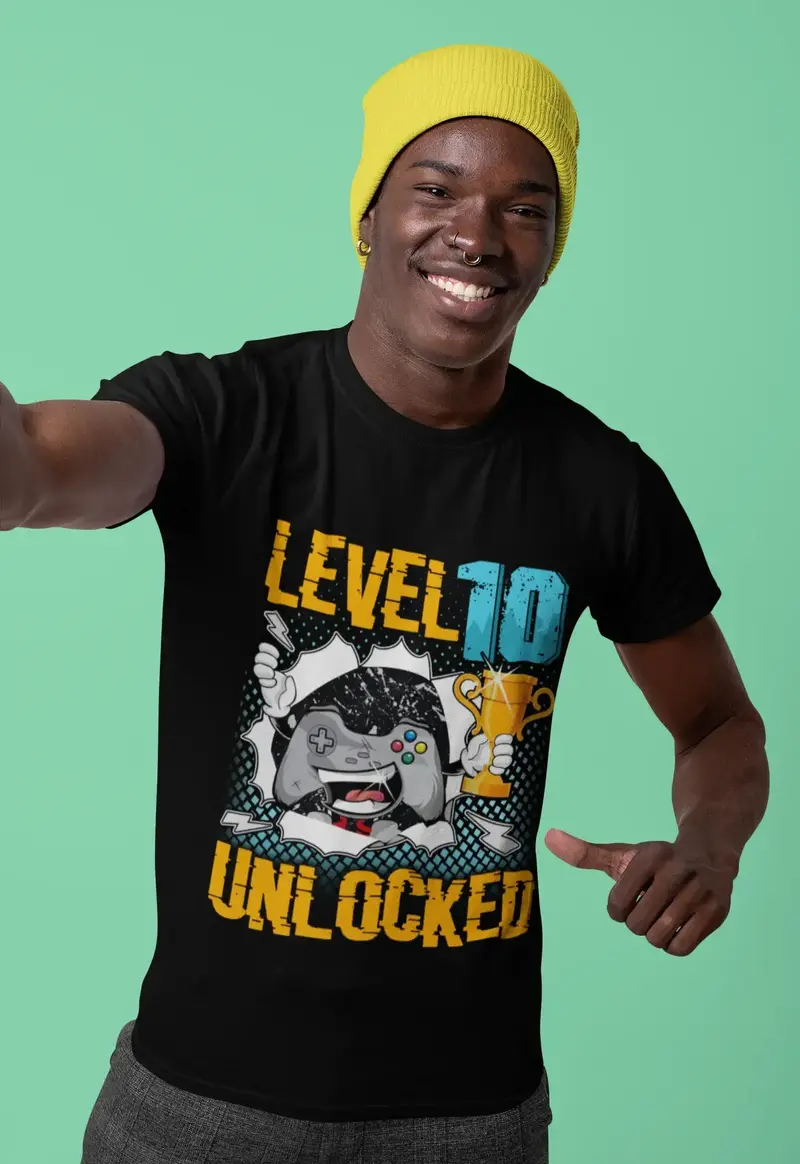 Ultrabasic Men's Gaming T-Shirt Level 10 Unlocked - Gift For 10Th Birthday - 10Th Birthday Gift 1