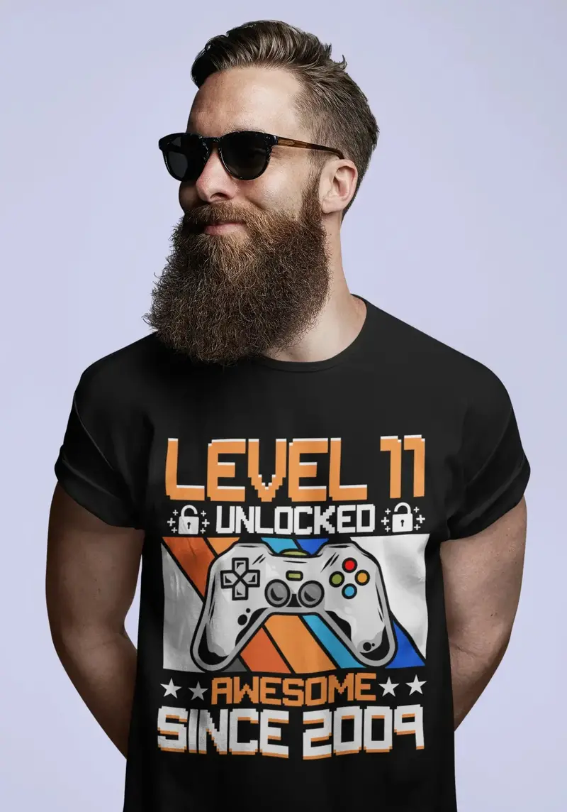 Ultrabasic Men's Gaming T-Shirt Level 11 Unlocked - Awesome Since 2009 - 11Th Birthday Gift 1