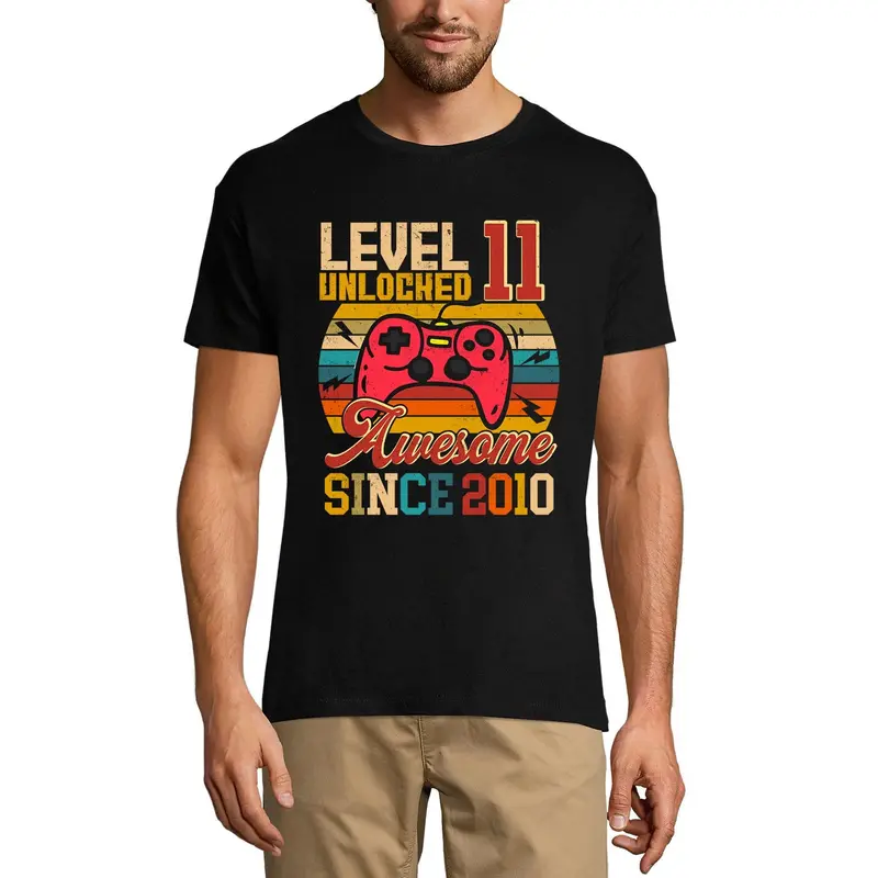 Ultrabasic Men's Gaming T-Shirt Level 11 Unlocked - Gamer Gift Tee Shirt For 11Th Birthday 1