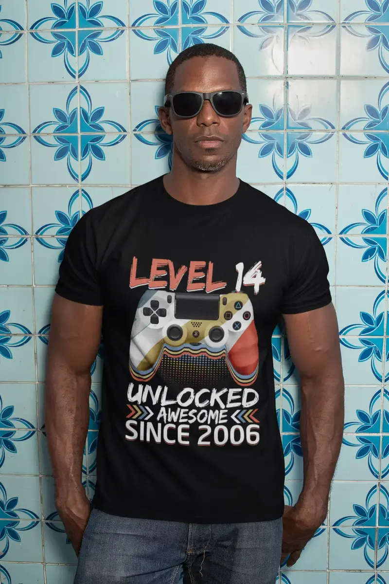Ultrabasic Men's Gaming T-Shirt Level 14 Unlocked Since 2006 - 14Th Birthday Gift 1