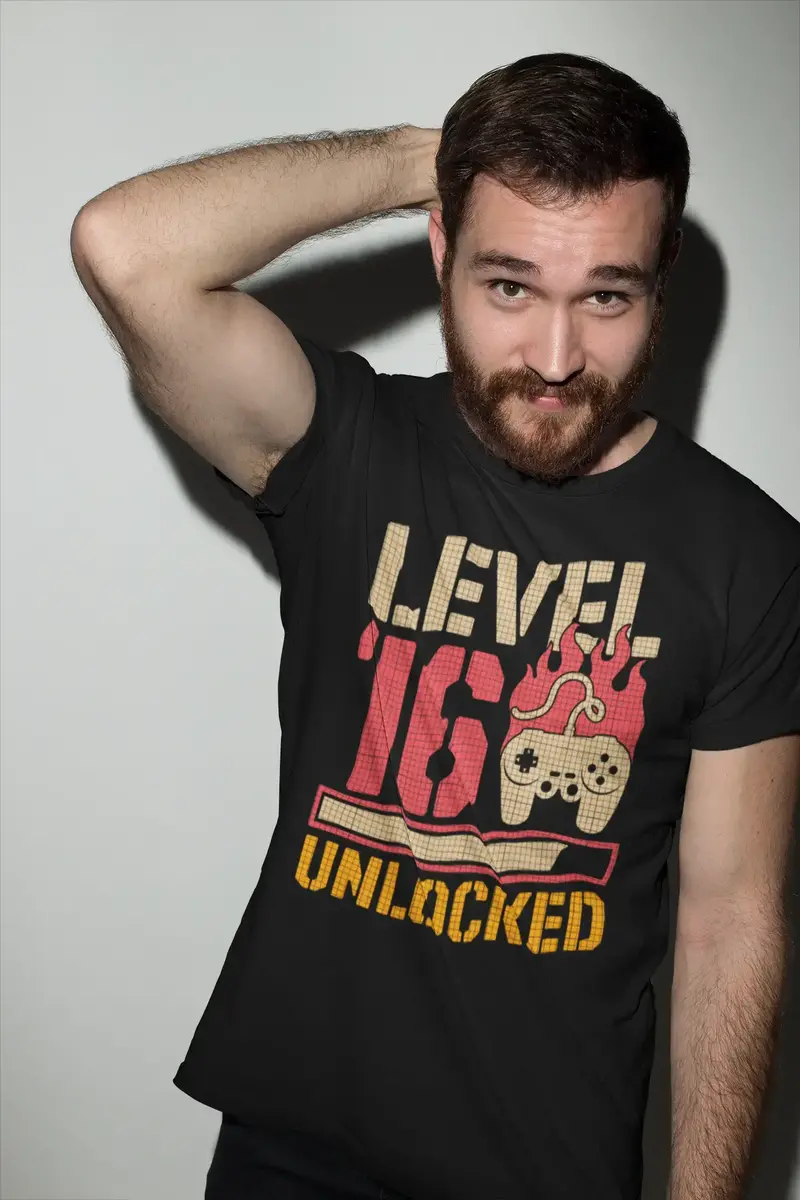 Ultrabasic Men's Gaming T-Shirt Level 16 Unlocked - 16Th Birthday Gift - Gamer Tee Shirt 1