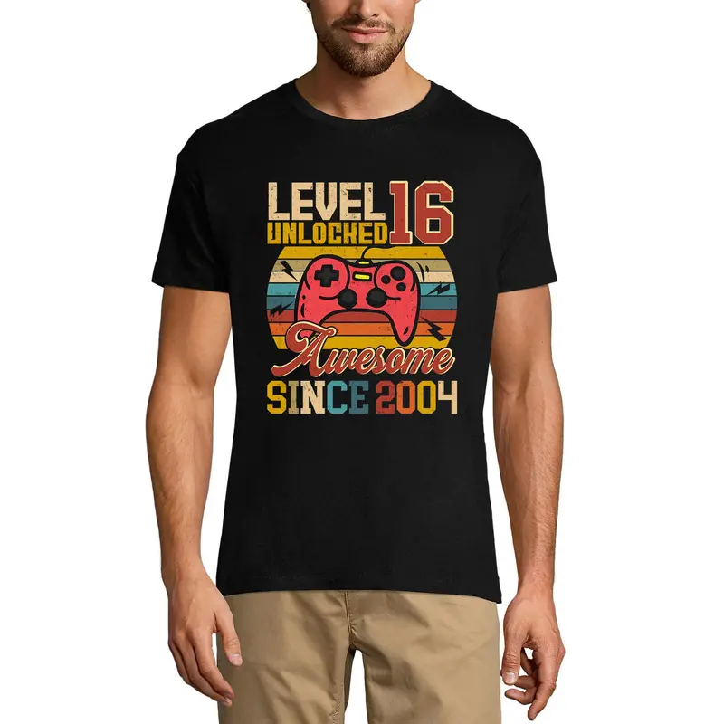 Ultrabasic Men's Gaming T-Shirt Level 16 Unlocked - Awesome Since 2004 - 16Th Birthday Gift 2