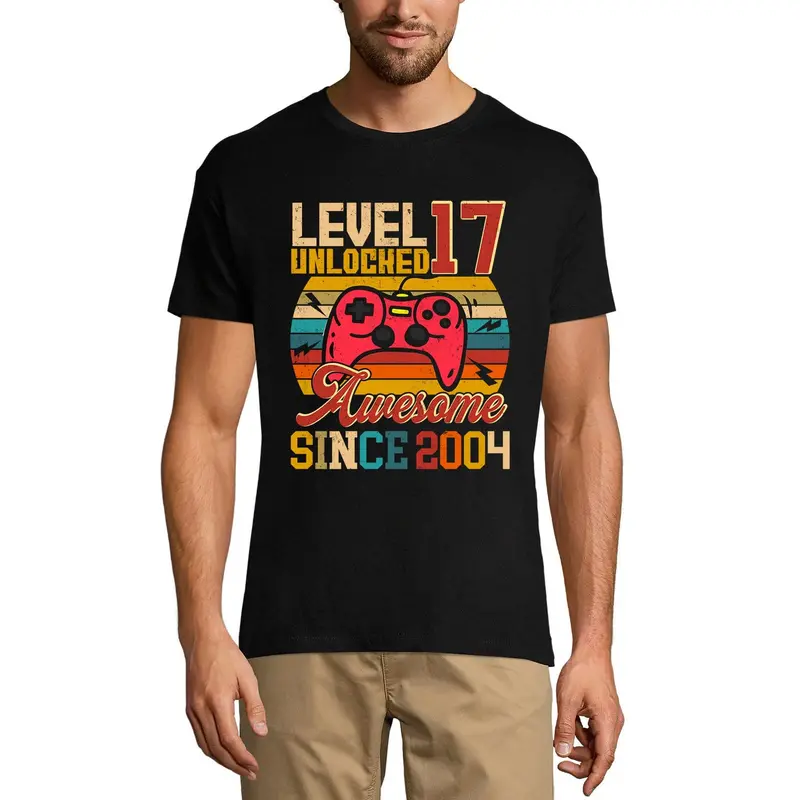 Ultrabasic Men's Gaming T-Shirt Level 17 Unlocked - Gamer Gift Tee Shirt For 17Th Birthday 1