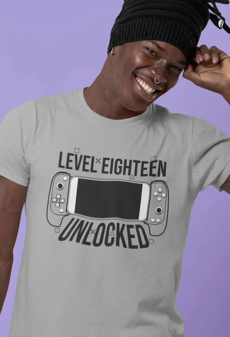Ultrabasic Men's Gaming T-Shirt Level 18 Unlocked - Gamer Gift Tee Shirt For 18Th Birthday 1