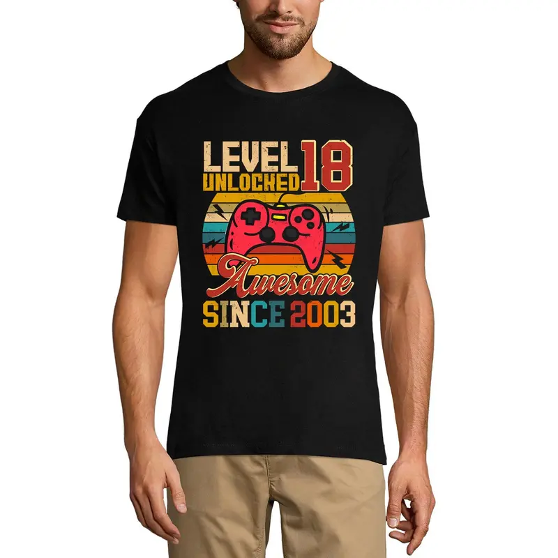 Ultrabasic Men's Gaming T-Shirt Level 18 Unlocked - Gamer Gift Tee Shirt For 18Th Birthday 1