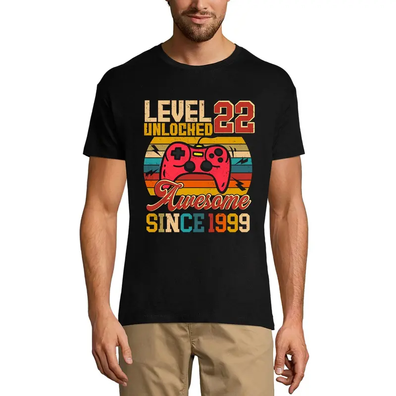 Ultrabasic Men's Gaming T-Shirt Level 22 Unlocked - Gamer Gift Tee Shirt For 22Th Birthday 1