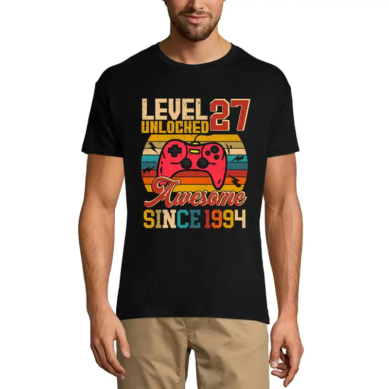 Ultrabasic Men's Gaming T-Shirt Level 27 Unlocked - Gamer Gift Tee Shirt For 27Th Birthday 1