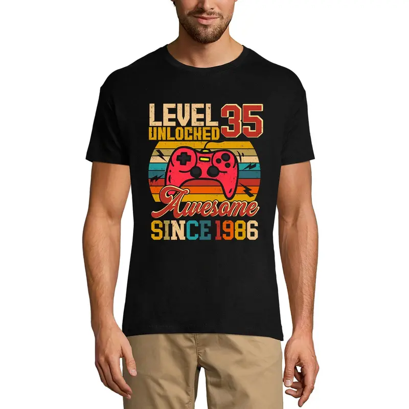Ultrabasic Men's Gaming T-Shirt Level 35 Unlocked - Gamer Gift Tee Shirt For 35Th Birthday 1