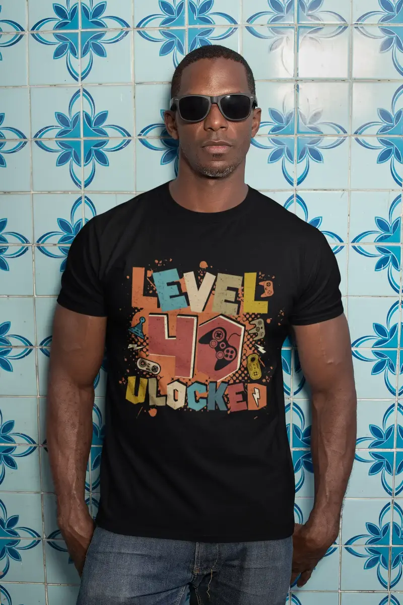 Ultrabasic Men's Gaming T-Shirt Level 40 Unlocked - Gaming Gamer 40Th Birthday Tee Shirt 1