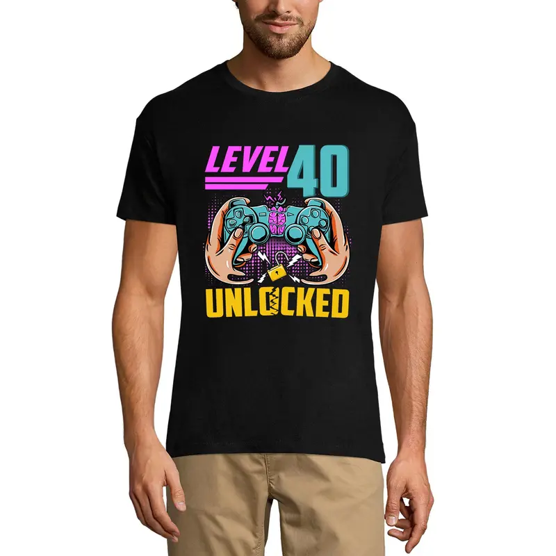 Ultrabasic Men's Gaming T-Shirt Level 40 Unlocked - Gaming Gamer 40Th Birthday Tee Shirt 2