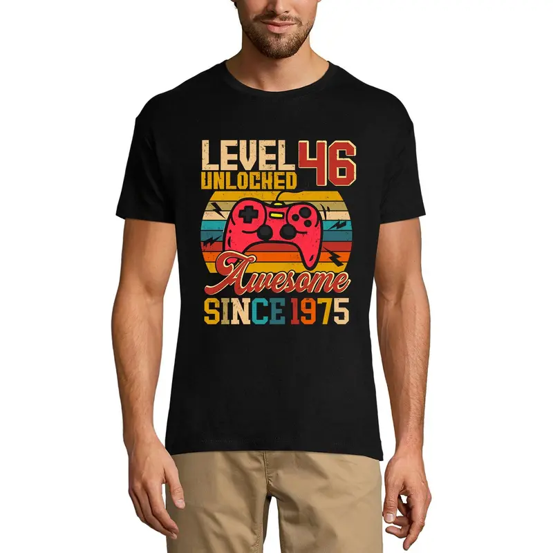 Ultrabasic Men's Gaming T-Shirt Level 46 Unlocked - Gamer Gift Tee Shirt For 46Th Birthday 1