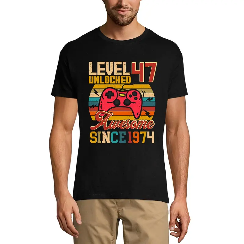 Ultrabasic Men's Gaming T-Shirt Level 47 Unlocked - Gamer Gift Tee Shirt For 47Th Birthday 1