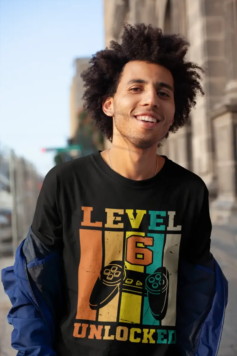 Ultrabasic Men's Gaming T-Shirt Level 6 Unlocked - Funny Gamer 6Th Birthday Tee Shirt 1