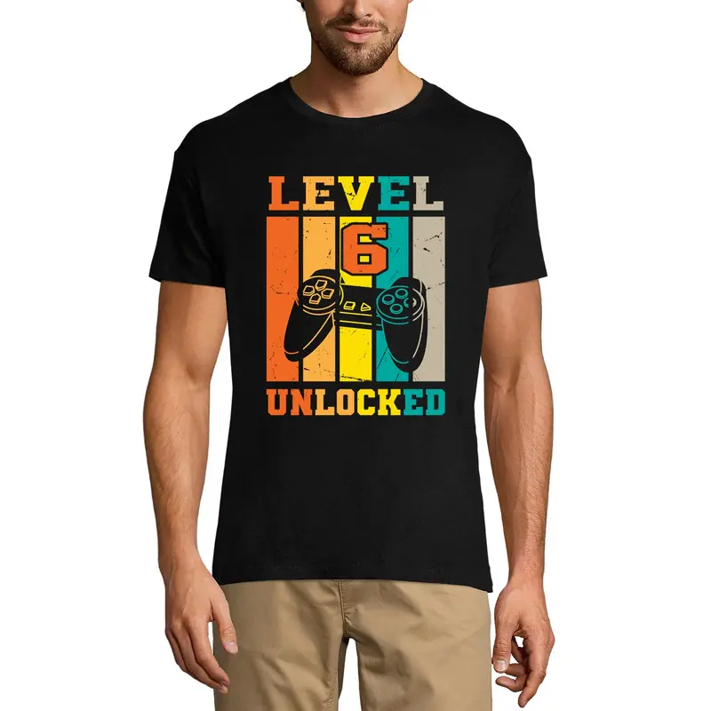 Ultrabasic Men's Gaming T-Shirt Level 6 Unlocked - Funny Gamer 6Th Birthday Tee Shirt 2