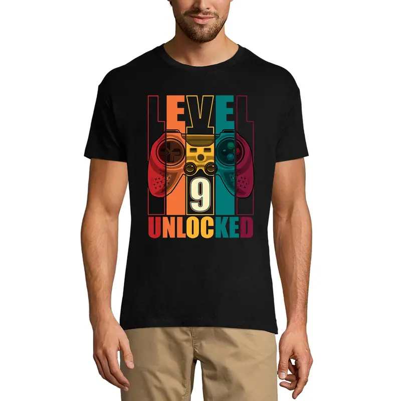 Ultrabasic Men's Gaming T-Shirt Level 9 Unlocked - Funny Gamer 9Th Birthday Tee Shirt 2