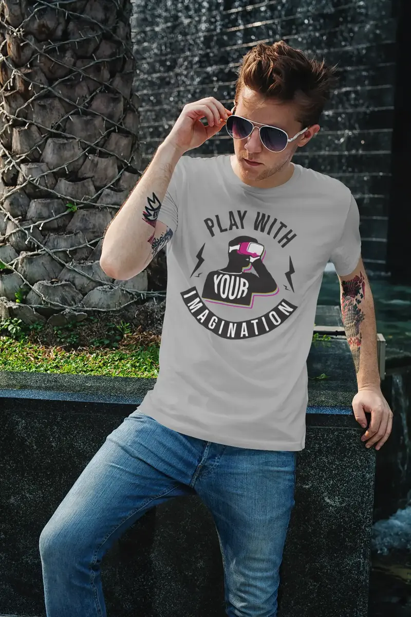 Ultrabasic Men's Gaming T-Shirt Play With Your Imagination Vr Video Games - Gamer Tee Shirt 1