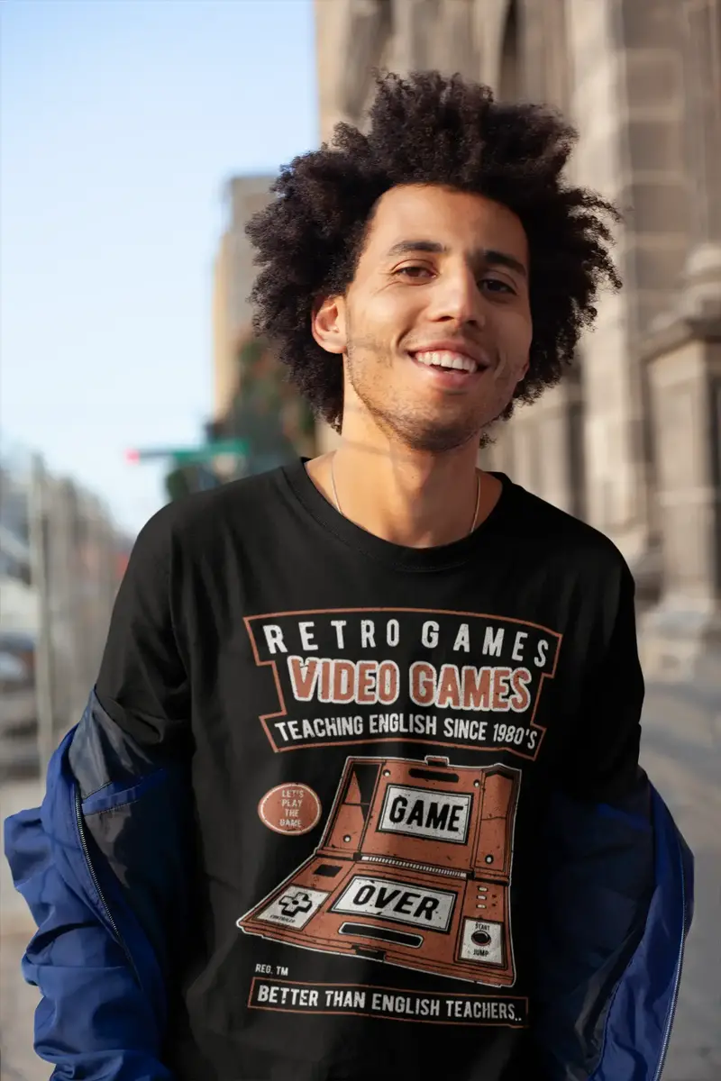 Ultrabasic Men's Gaming T-Shirt Retro Video Games 80S - Teaching English Since 1980 Tee Shirt 1
