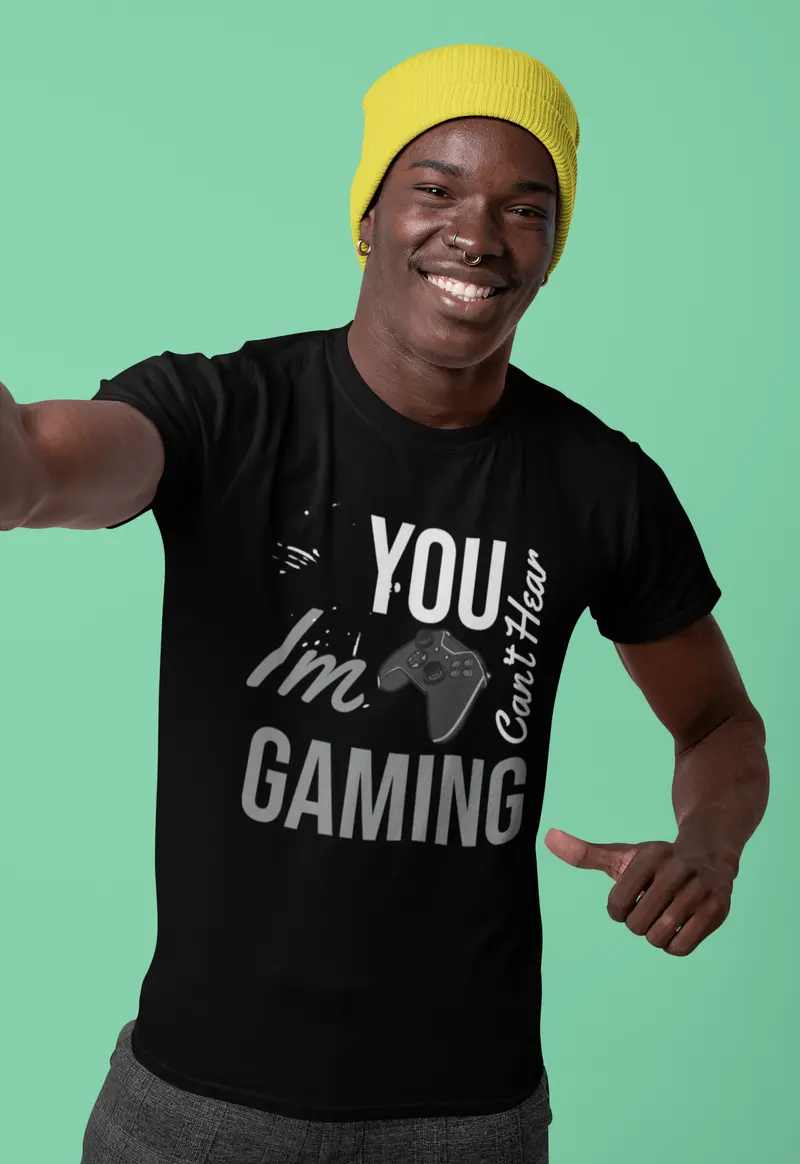 Ultrabasic Men's Gaming T-Shirt You Can't Hear I'm Gaming - Funny Gamer Tee Shirt 2