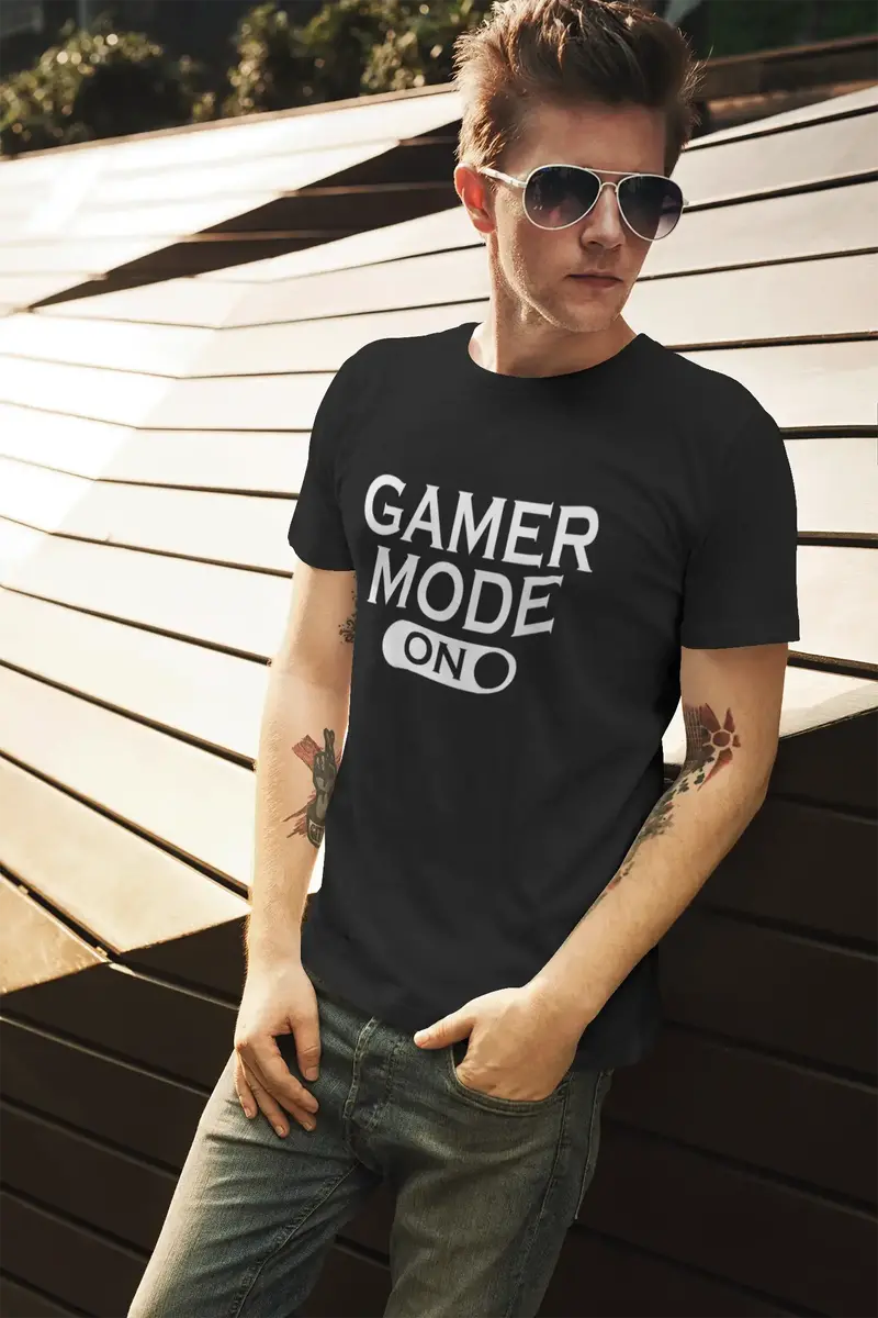 Ultrabasic Men's Graphic Gaming T-Shirt Gamer Mode On - Funny Shirt For Player 1